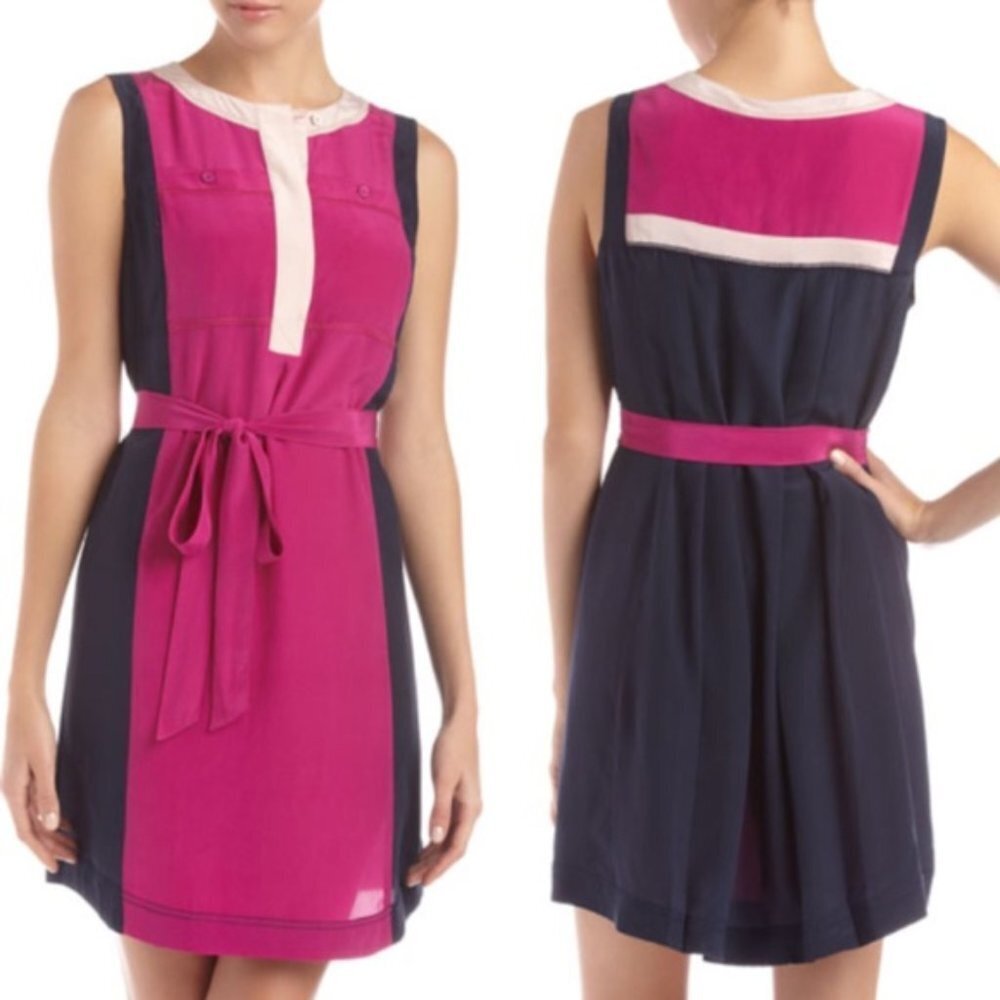 Tory Burch Angie Color Block Silk Dress P5617